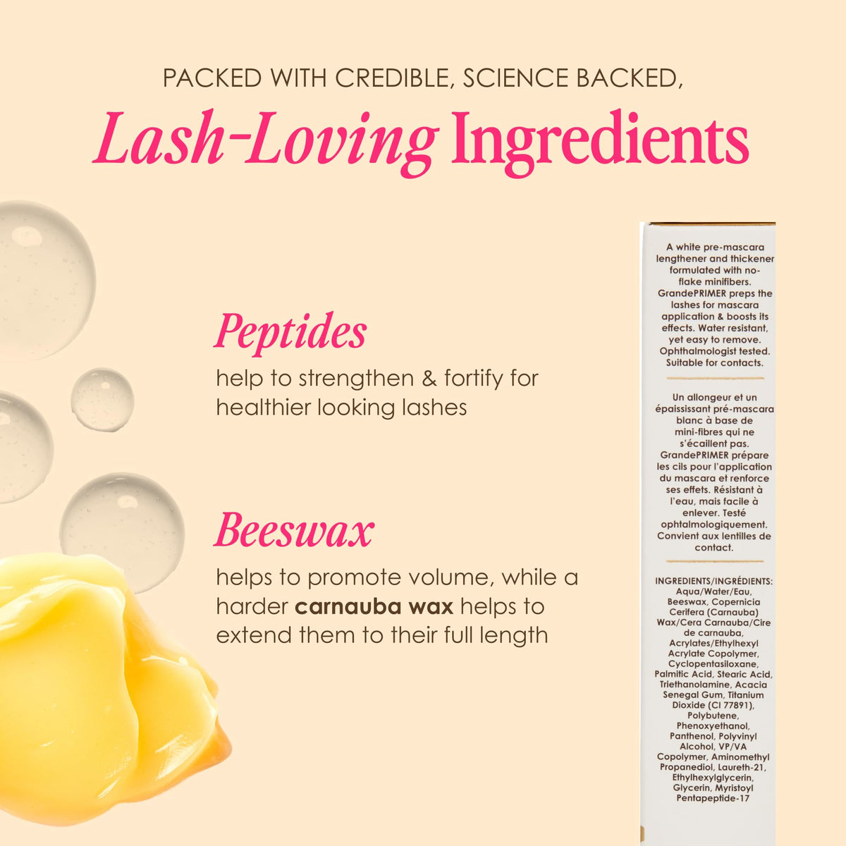 Grande Cosmetics GrandePRIMER Pre-Mascara Lengthener & Thickener with Peptides - Smudge-Proof, Water-Resistant & Contact Lens Safe - for Longer Beauty & Personal Care Grande Cosmetics