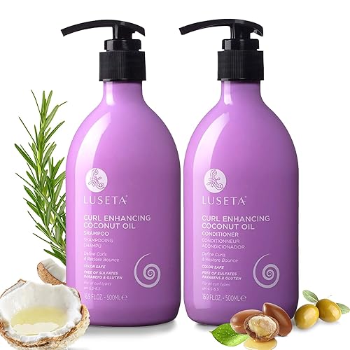 Luseta Curly Hair Shampoo and Conditioner Set with Coconut Oil, Unlimited Bounce and Definition for wavy and Coily hair, Reduce Frizz and Repair Dry Beauty & Personal Care L LUSETA