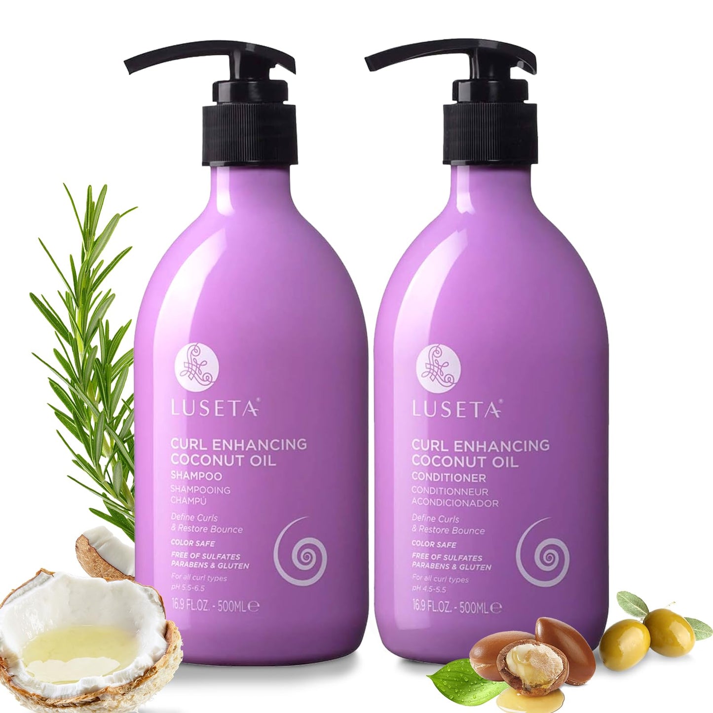 Luseta Curly Hair Shampoo and Conditioner Set with Coconut Oil, Unlimited Bounce and Definition for wavy and Coily hair, Reduce Frizz and Repair Dry Beauty & Personal Care L LUSETA