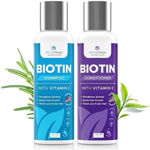 Biotin Hair Growth Shampoo and Conditioner Set - Sulfate Free, Deep Conditioner for Dry Damaged Hair - Made in USA (4 oz) Beauty & Personal Care DermaChange