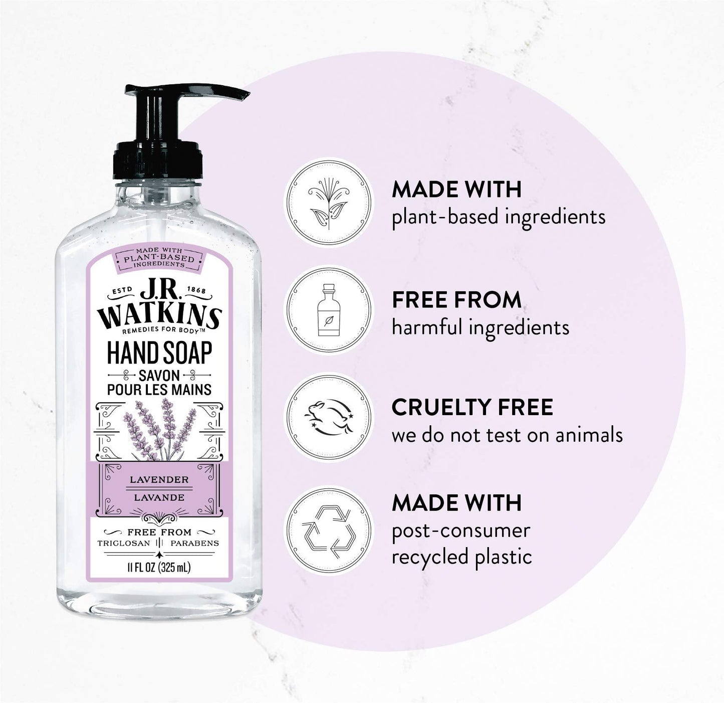 J. R. Watkins Liquid Hand Soap - Lavender - 11 Fl Oz (Pack of 2) Beauty & Personal Care J.R. Watkins