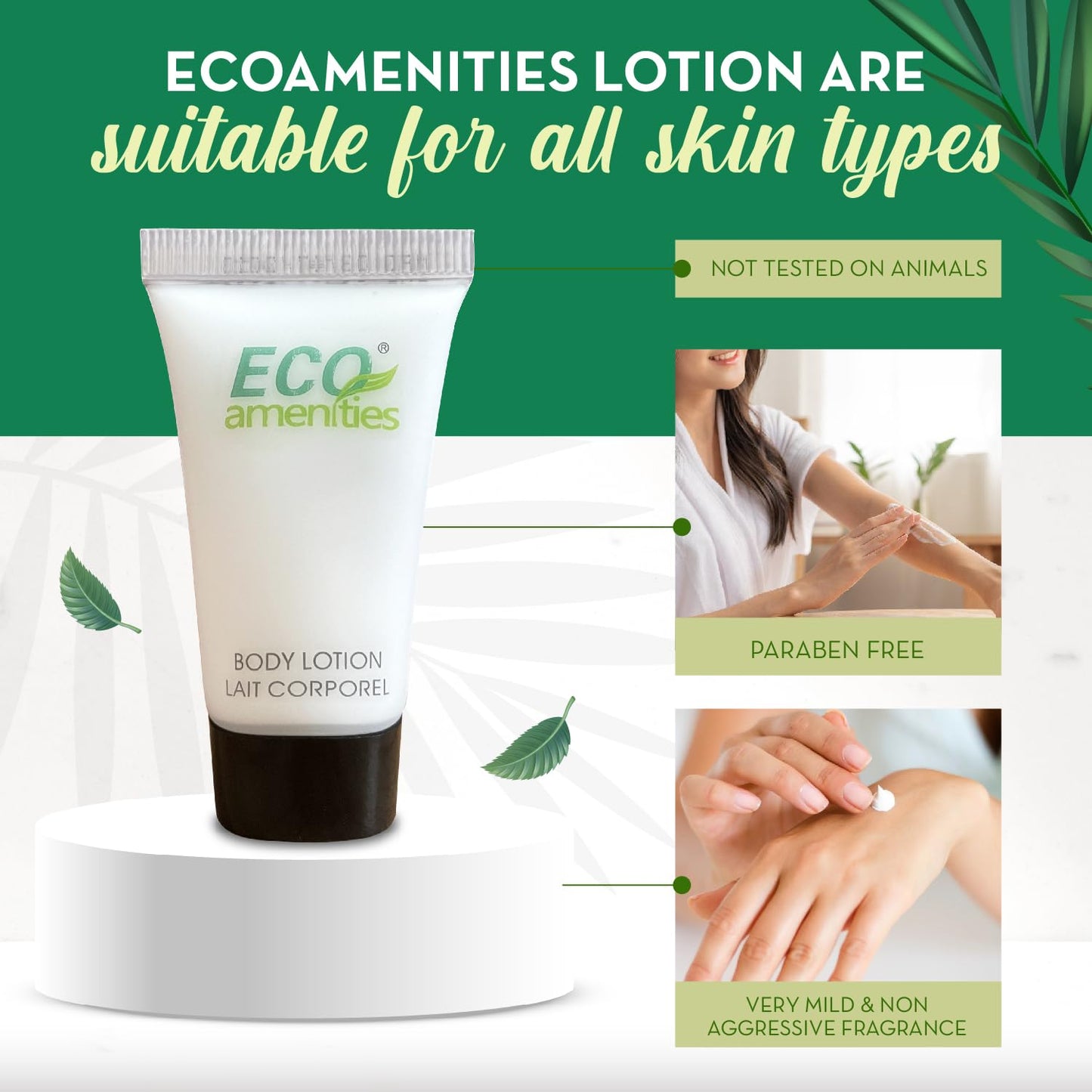 ECO amenities Mini Lotion Bulk - 72 Count 0.75 fl oz (22 ml) Tubes - Travel Size Toiletries & Body Lotion Tubes - Green Tea Scent for Hotel Amenity Beauty & Personal Care ECO amenities