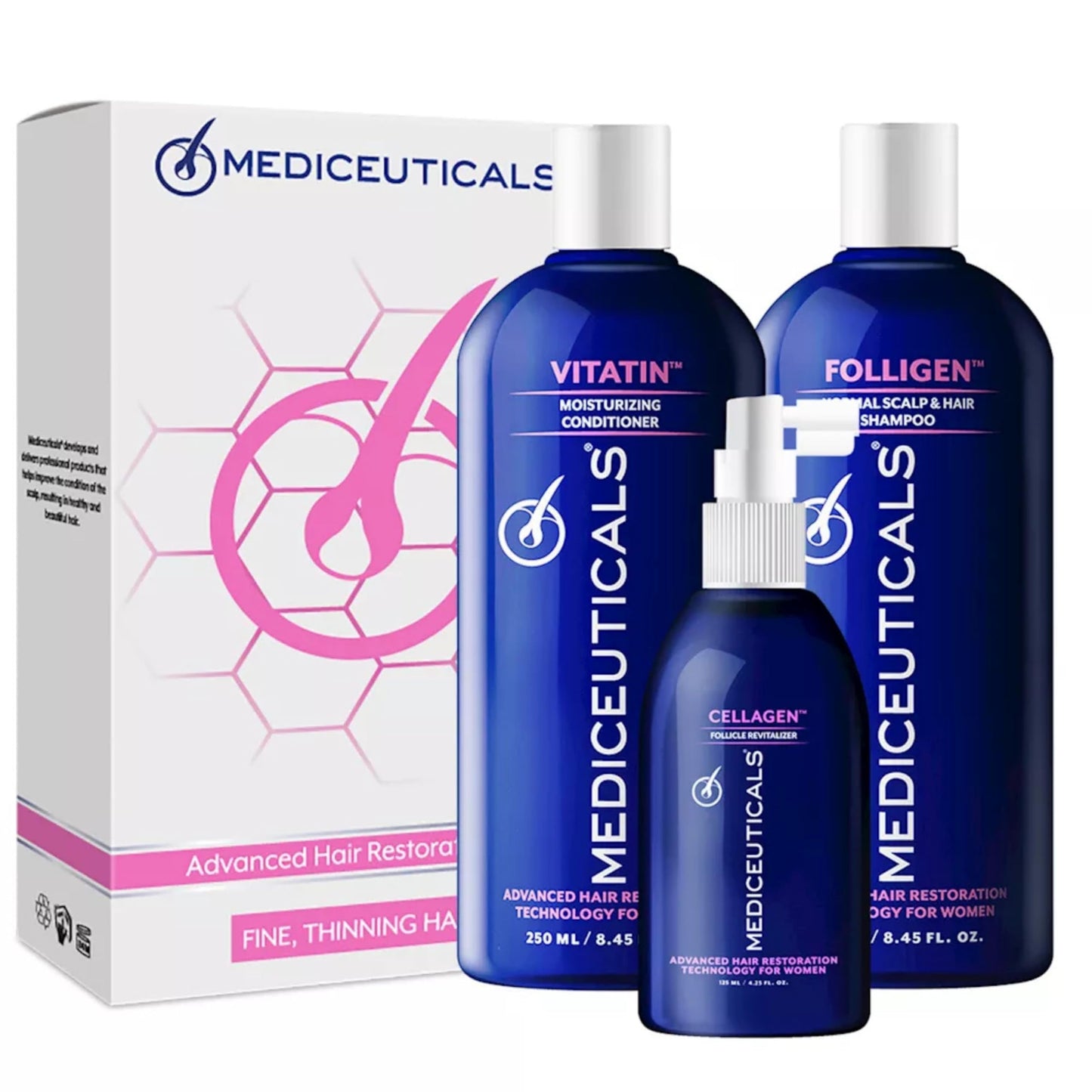 Mediceuticals Restoration Kit for Women with Fine Hair. Kit includes Cellagen, Folligen, and Vitatin Beauty & Personal Care Mediceuticals
