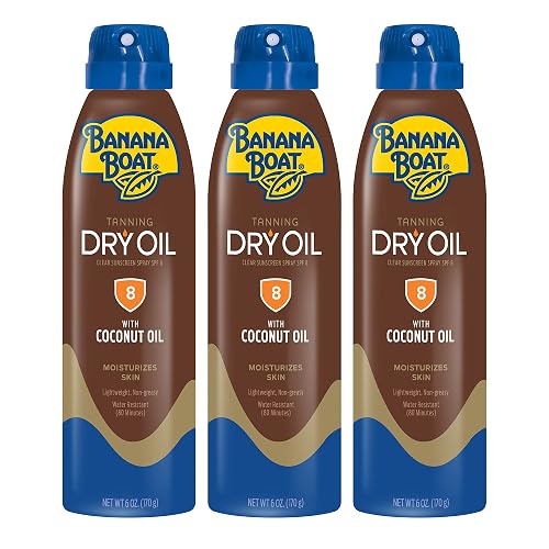 Banana Boat Dry Oil Tanning Spray Sunscreen SPF 8, 6oz | Sun Tanning Oil with SPF 8 Sunscreen, Oxybenzone-Free, 6oz (Pack of 3) Beauty & Personal Care Banana Boat