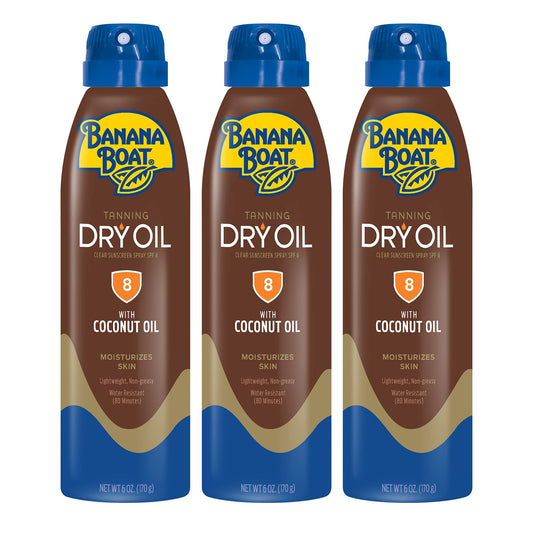 Banana Boat Dry Oil Tanning Spray Sunscreen SPF 8, 6oz | Sun Tanning Oil with SPF 8 Sunscreen, Oxybenzone-Free, 6oz (Pack of 3) Beauty & Personal Care Banana Boat