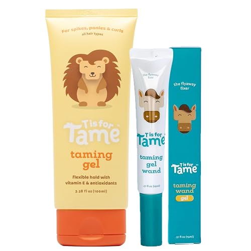 T is for Tame - Hair Taming Gel & Wand Bundle - Natural Kids Hair Styling Set for Frizz, Flyaways & Baby Hairs - Gentle Hold Gel + Vegan Flyaway Wand Beauty & Personal Care T is for Tame