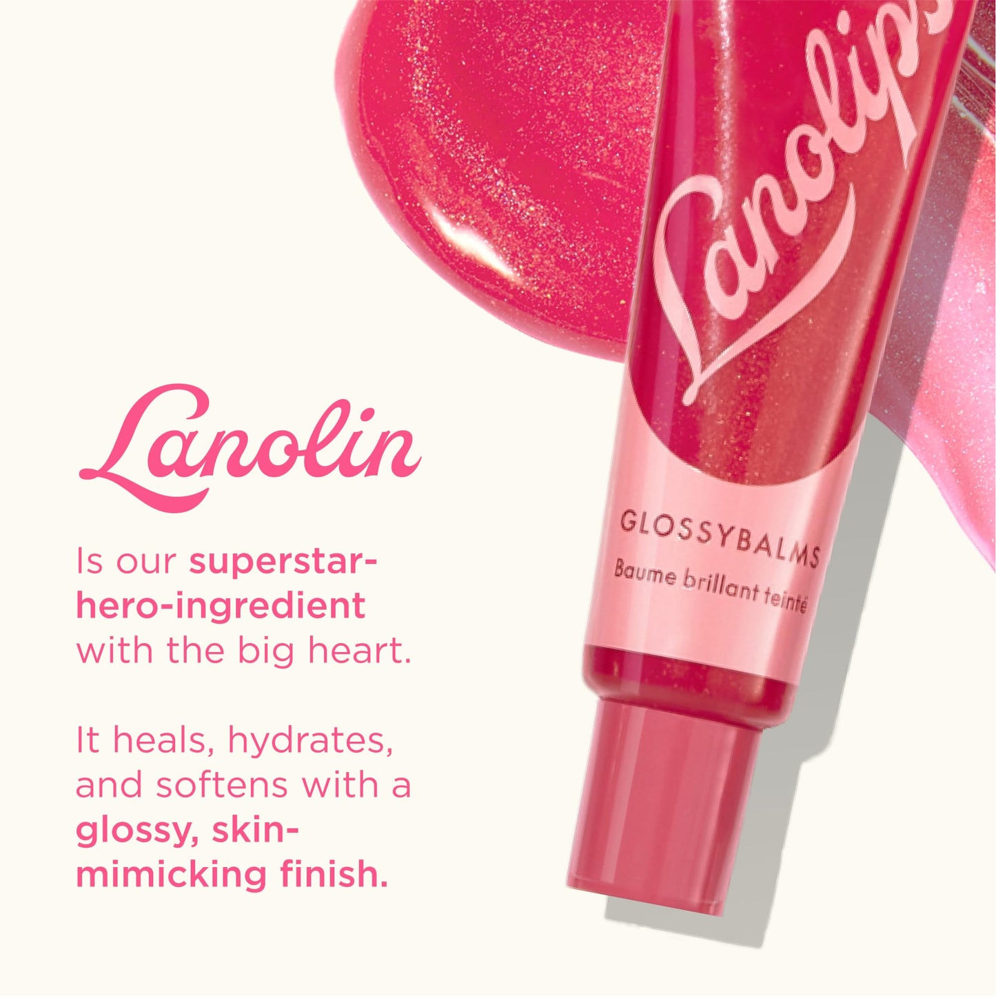 Lanolips Glossybalm - Ultra Hydrating Tinted Lip Gloss for Dry, Chapped, Cracked Skin - Flavored Natural Lanolin Lip Balm with Lanolin Oil, Vitamin E Beauty and Personal Care Lanolips