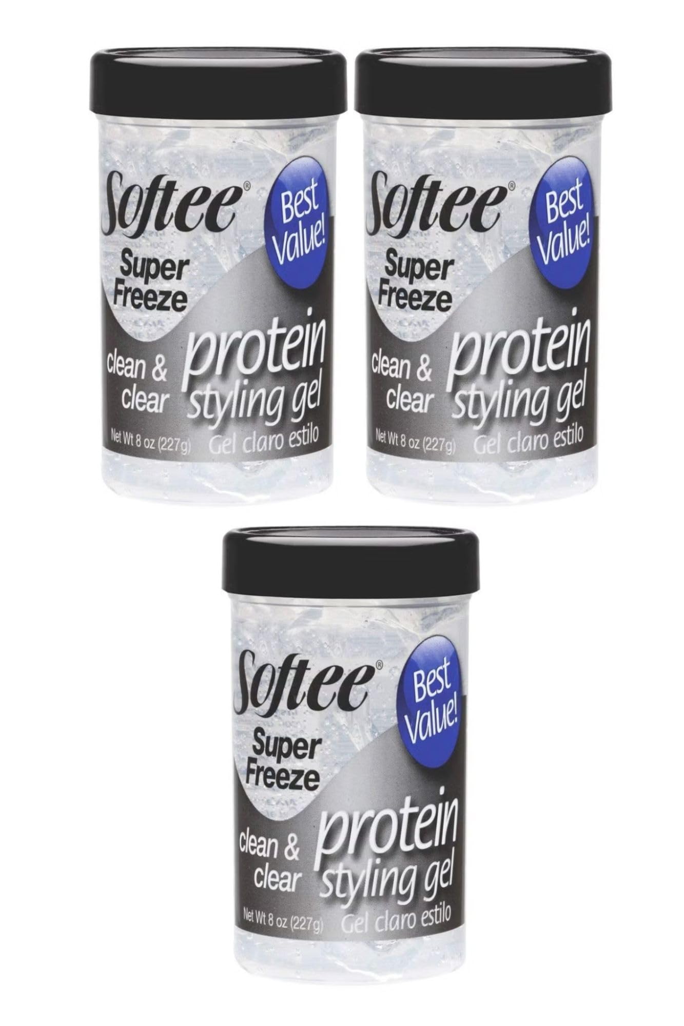 Softee Protein Super Freeze Hair Styling Gel 8 Oz,Pack of 3 Beauty & Personal Care Softee