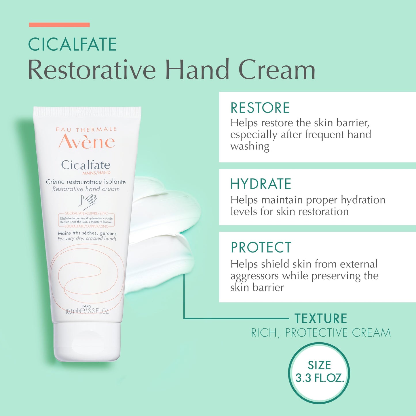 Avène Cicalfate Hand Cream, Intense Nourishing Lotion for Dry Cracked Hands, 3.3 Oz Beauty & Personal Care Avène
