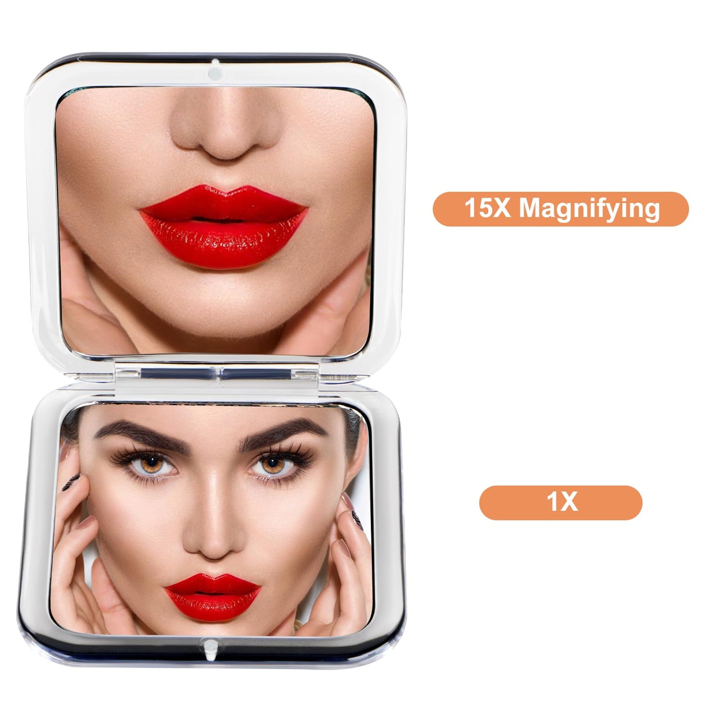 SANTOO Compact 15X Magnifying Makeup Mirror for Travel, Small Pocket Mirror-Handheld, Foldable & Portable 2-Sided with 15X Magnifying and 1X Mirror Beauty & Personal Care SANTOO