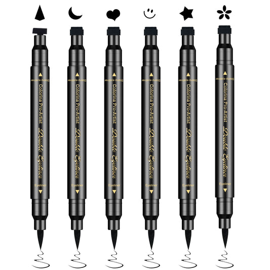 Ownest 6Pcs Eyeliner Stamp, Double-End Eyeliner Stamp Pen, Waterproof Eye Liner Tattoo Makeup-Smiley+Triangle+Heart+Star+Moon+Flower Beauty & Personal Care Ownest