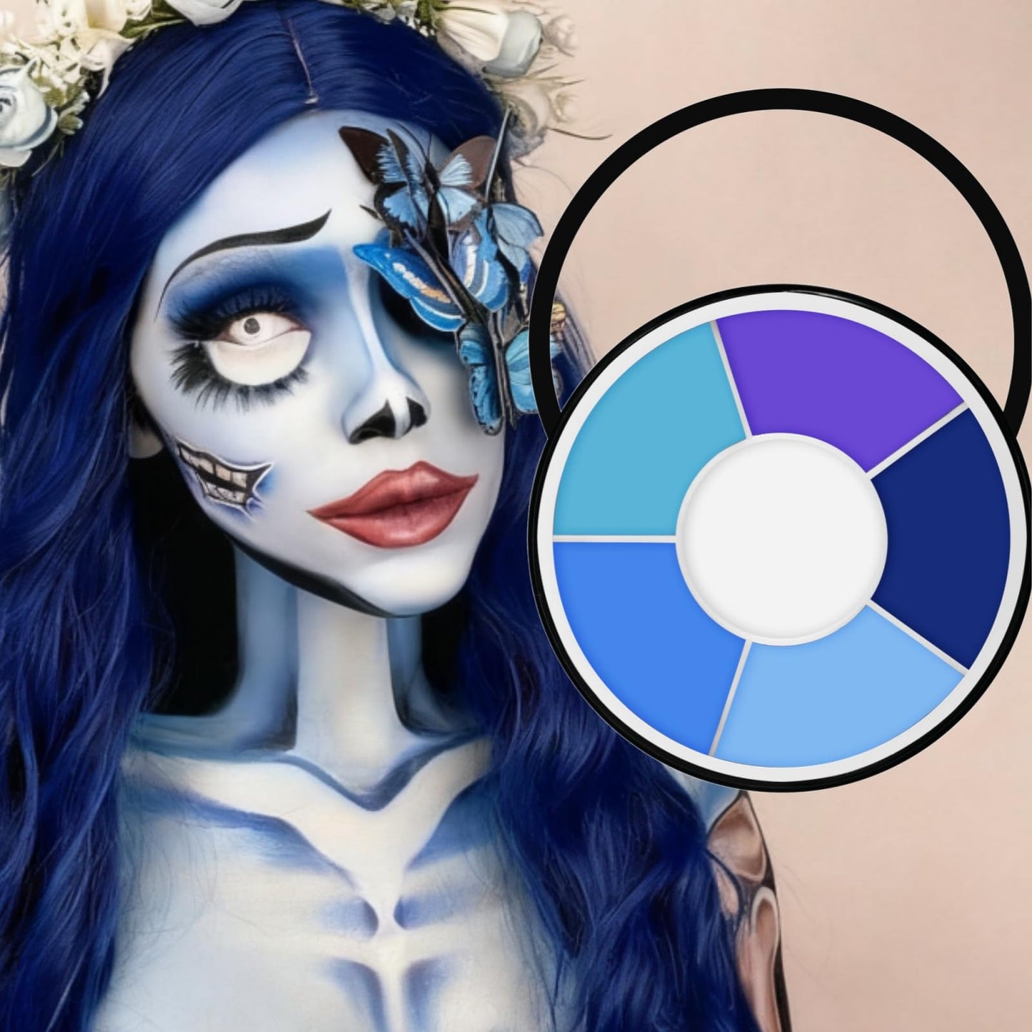 Vibrant 6 Colors Blue Face Body Paint Palette, Professional, Washable Formula Painting for Halloween, Cosplay & SFX Makeup, Dress Up Party Beauty & Personal Care Js2U ZW