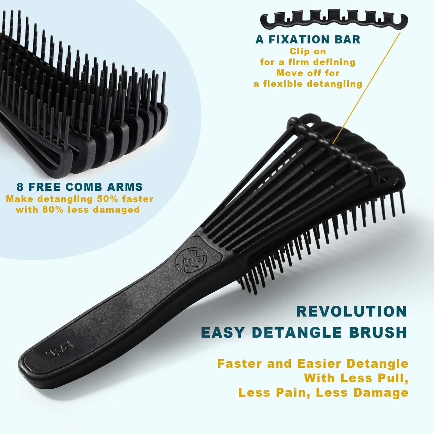 BRUSHZOO Hair Brush Set, Detangler Brush for Women Men Kid Detangling Styling Massaging, Curly Hair Brush for 3/4abc Wet Dry Hair (Black) Beauty & Personal Care O BRUSHZOO