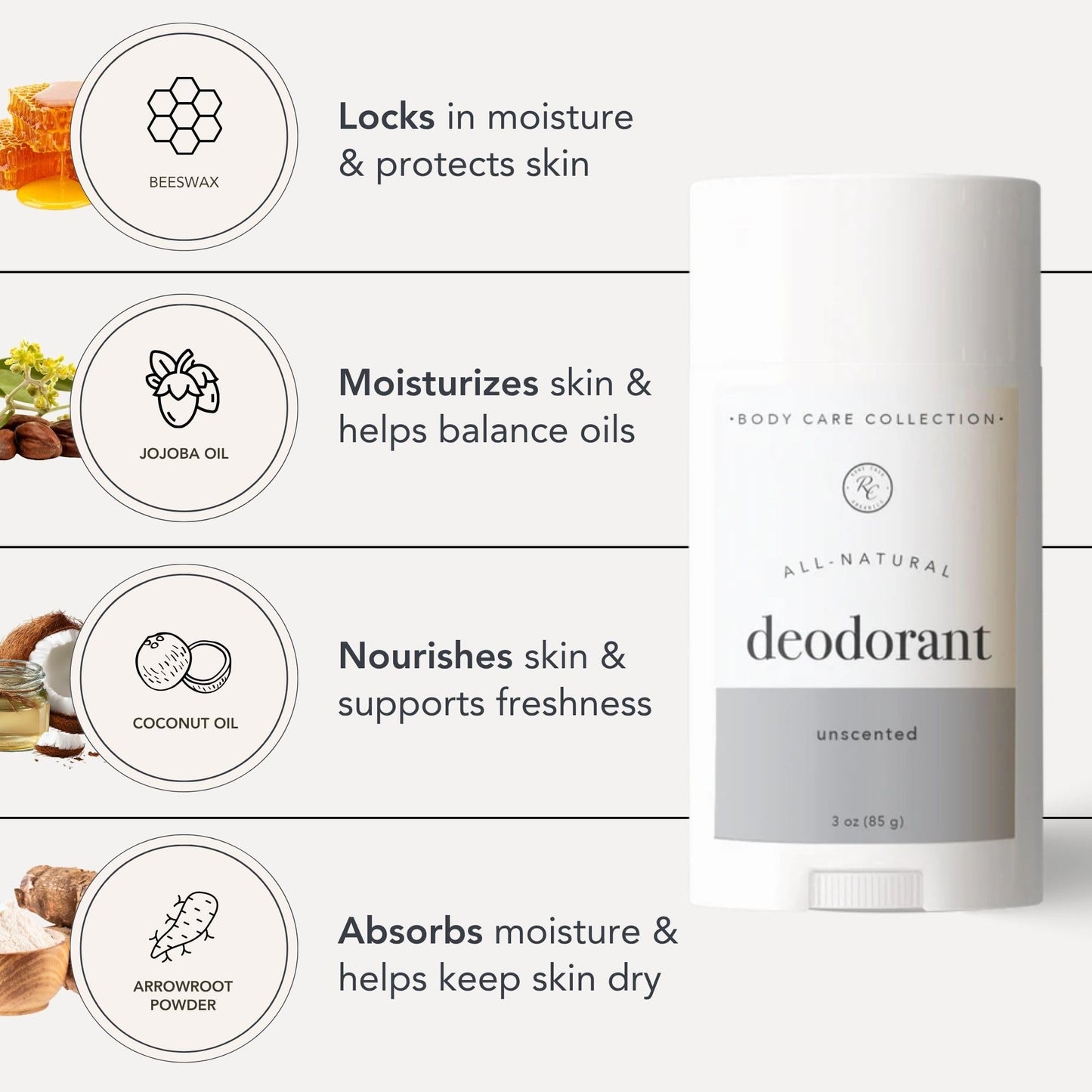 Rowe Casa Organics Unscented Natural Aluminum Free Deodorant for Men and Women, Fragrance-Free and Paraben-Free Deodorant Stick with Therapeutic-Grade Beauty and Personal Care Rowe Casa Organics