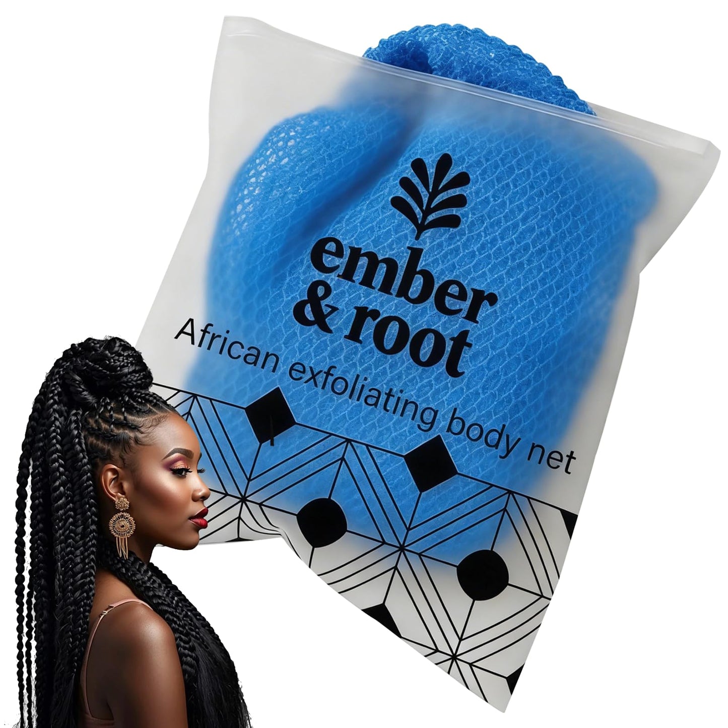 Ember and Root African Exfoliating Body Net Sponge, Ember and Root African Net Sponge, Exfoliating Towel, Exfoliating Washcloth Face & Body Scrub Beauty and Personal Care ember and root