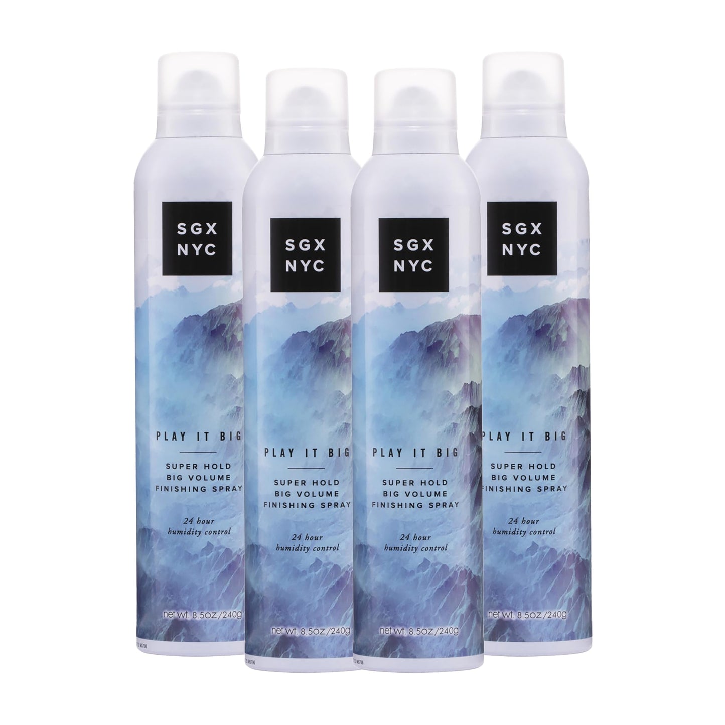SGX NYC Play it Big Super Hold Volume Finishing Spray - Long Lasting Hair Spray with Anti Frizz Finish - Paraben Free with Coconut Oil - 4 pc Beauty & Personal Care SGX NYC