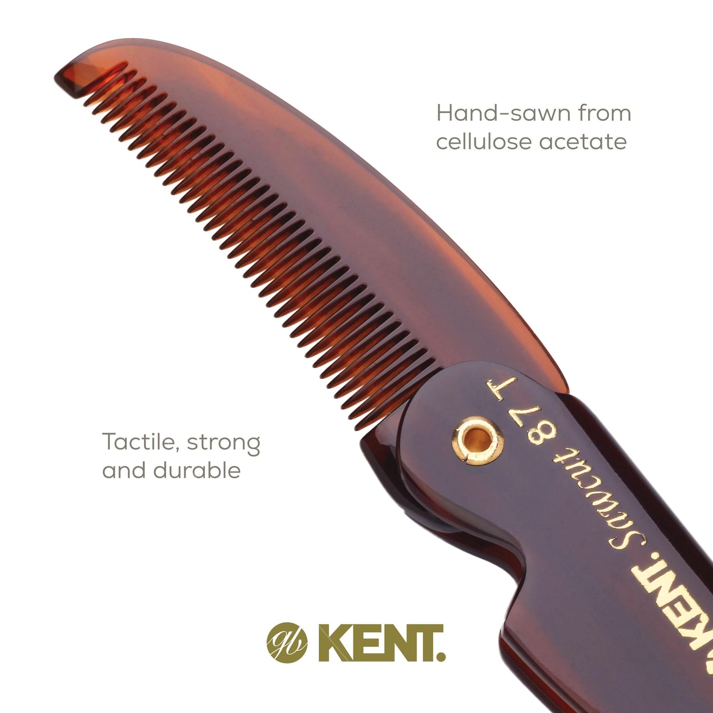 Kent 87T Handmade Folding Pocket Comb for Men, Fine Tooth Hair Comb Straightener for Everyday Grooming Styling Hair, Beard or Mustache, Use Dry or Beauty and Personal Care KENT