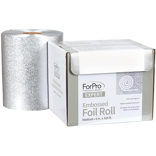 ForPro Professional Collection Expert Embossed Aluminum Foil Roll, 320 Ft Hair Foils for Color Application and Highlighting Services, Silver, Medium Beauty & Personal Care ForPro Professional Collection