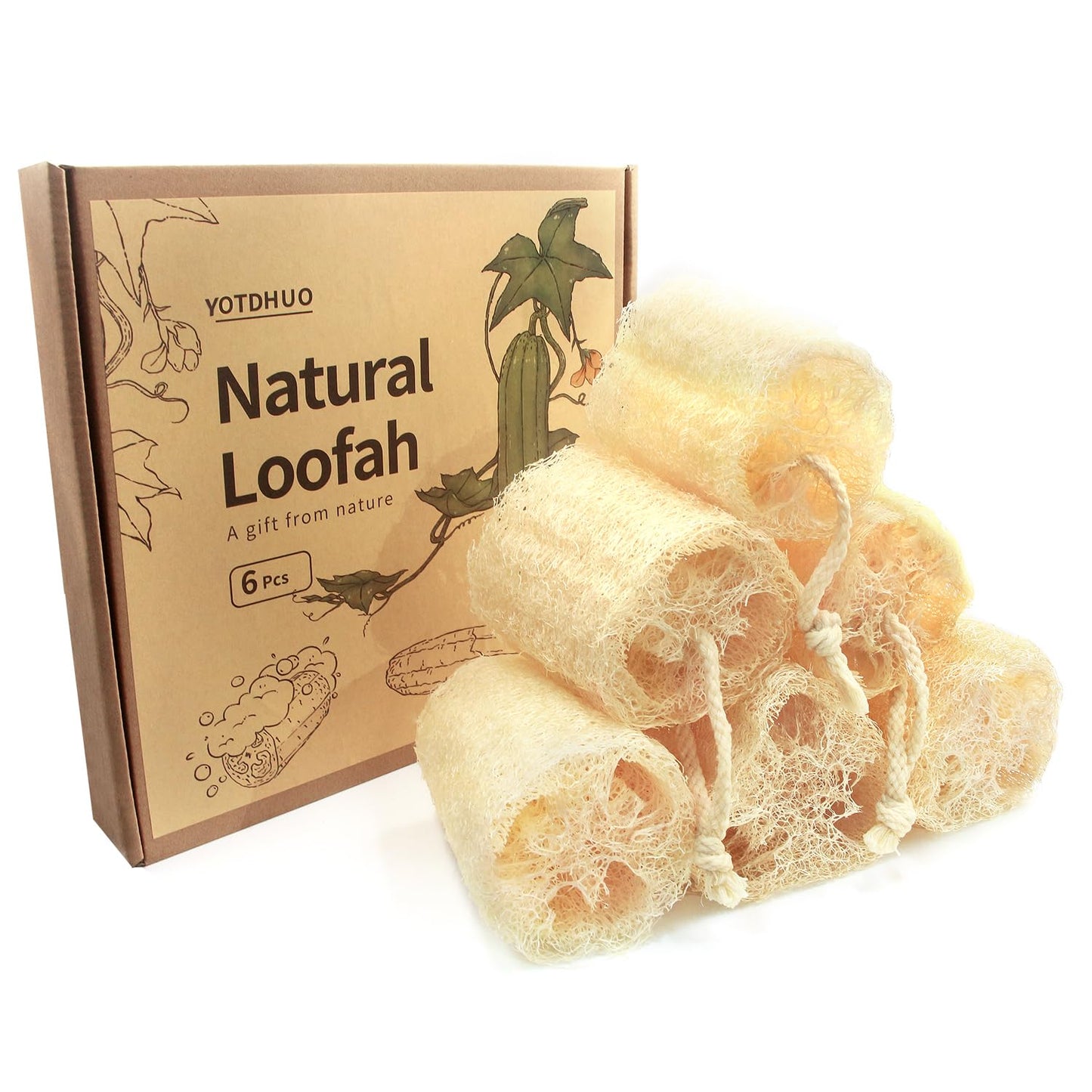 6Pack Luffa Sponges Gentle Exfoliating Body Scrubber for Shower Natural Loofah Sponge Unveil Your Skin's Natural Beauty… Beauty & Personal Care TIDIHUO