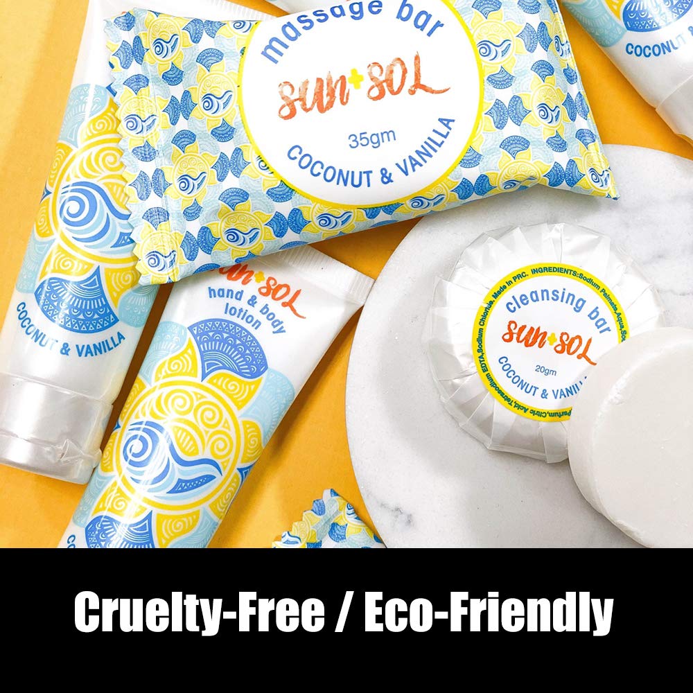 World Amenities Sun + Sol Bulk Hydrating Conditioner with Warm Coconut & Vanilla Fragrances, Travel Size Toiletries, Mini Hotel Amenities, 0.7 Oz, 50 Beauty & Personal Care World Amenities