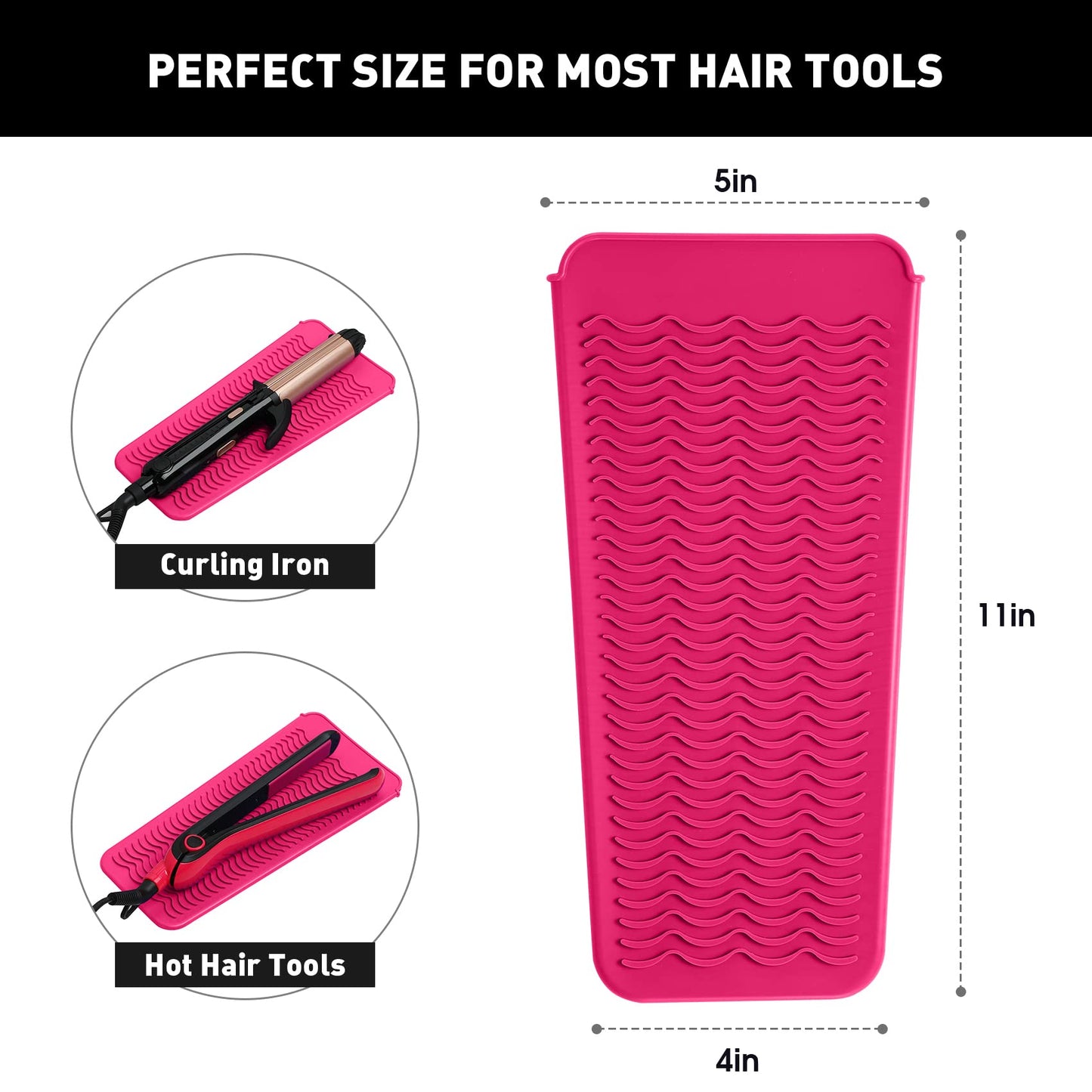 ZAXOP Resistant Silicone Mat Pouch for Flat Iron, Curling Iron,Hot Hair Tools (Hotpink) Beauty & Personal Care ZAXOP