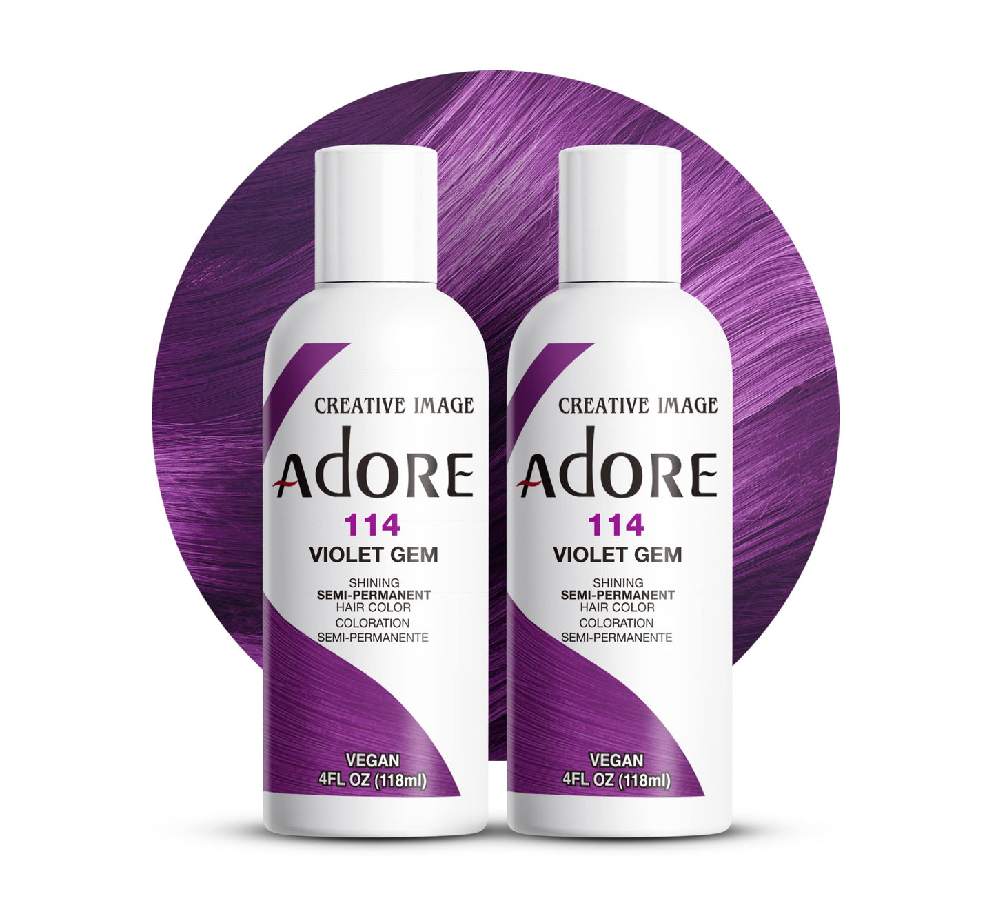 Adore Semi Permanent Hair Color (114 Violet Gem) (2 Pack) | Vegan & Cruelty-Free Purple Hair Dye | No Ammonia, No Peroxide, No Alcohol | 4 Fl Oz Beauty & Personal Care Adore