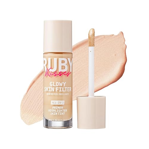 Ruby Kisses Glowy Skin Filter Foundation - All-in-1 Primer, Skin Tint & Highlighter, Hydrating Light Coverage with Squalane, Natural Dewy Finish Beauty & Personal Care Ruby Kisses