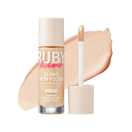 Ruby Kisses Glowy Skin Filter Foundation - All-in-1 Primer, Skin Tint & Highlighter, Hydrating Light Coverage with Squalane, Natural Dewy Finish Beauty & Personal Care Ruby Kisses
