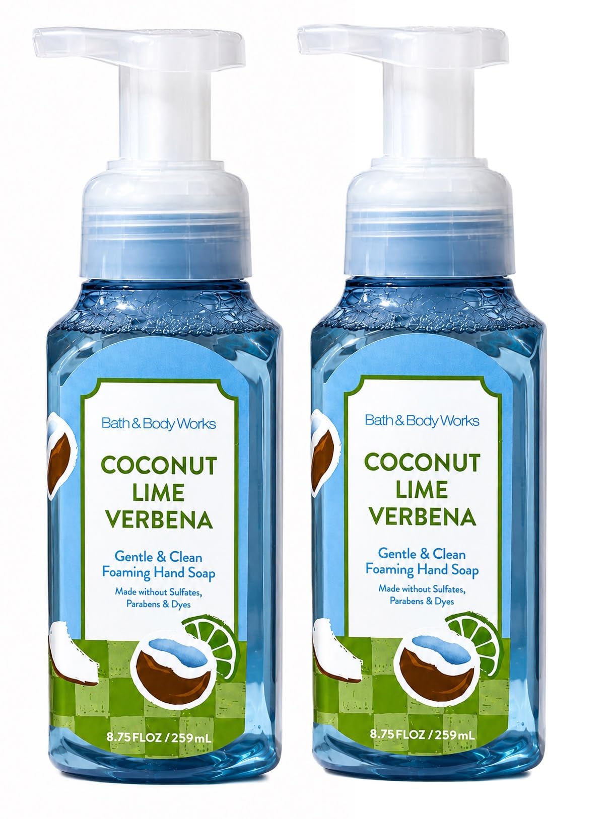 Bath & Body Works Gentle and Clean Foaming Hand Soap - Coconut Lime Verbena - 8.75 fl oz each - Pack of 2 Beauty & Personal Care Bath & Body Works