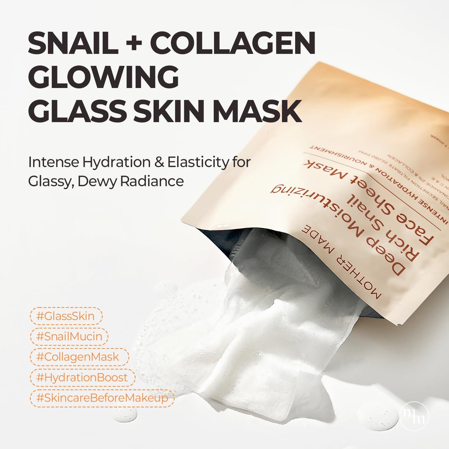 MOTHER MADE Glowing Glass Skin Hydrating Snail Deep Collagen Face Masks 10 EA, with Niacinamide 2%, Vitamin E, Facial Masks for Dry, Sensitive Skin Beauty & Personal Care MOTHER MADE