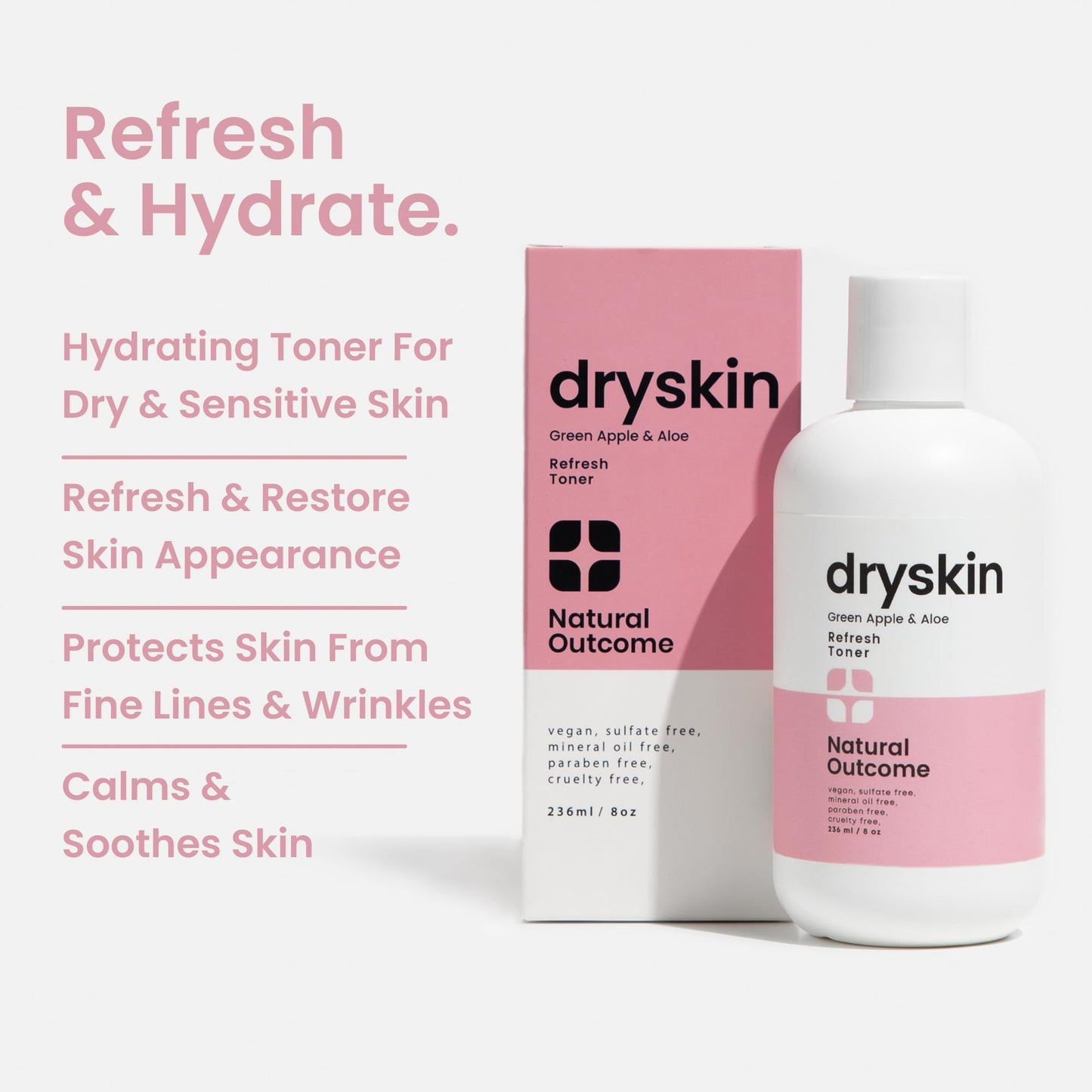 Hydrating Face Toner for Dry Skin Witch Hazel, Green Apple & Aloe Vera Facial Astringent by Natural Outcome Skincare, Gentle Soothing Cleansing Water Beauty & Personal Care natural outcome