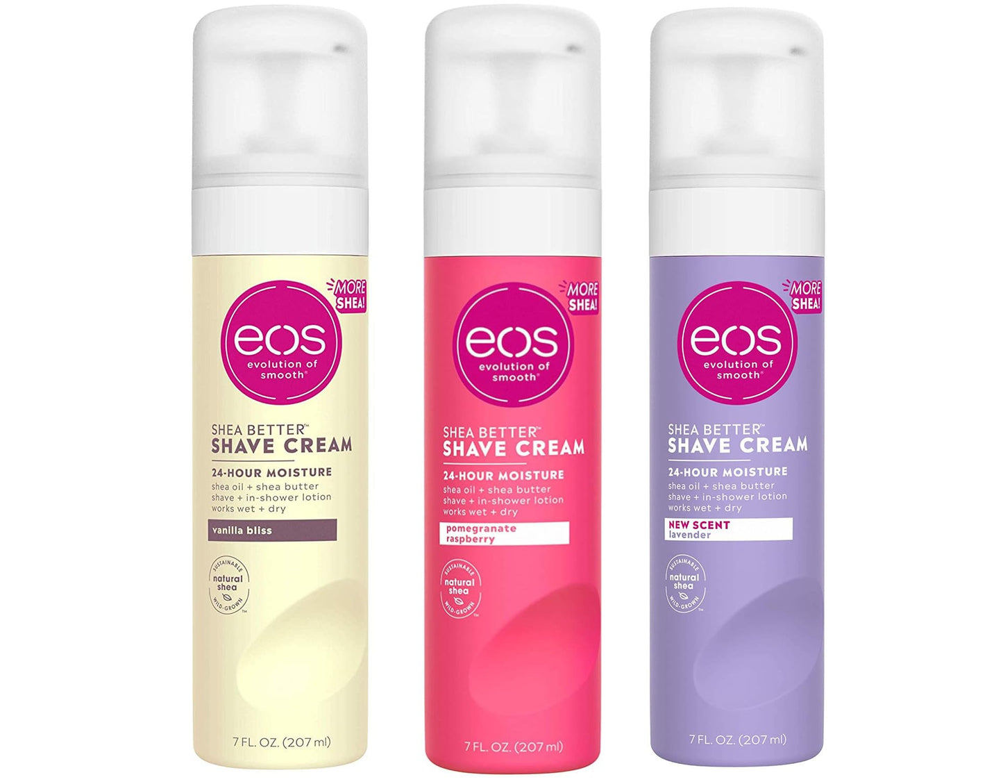Eos Ultra Moisturizing Shave Cream Variety Pack: Pomegranate-Raspberry, Lavender Jasmine, Vanilla Bliss - 3 x 7.0 Ounce Beauty and Personal Care eos