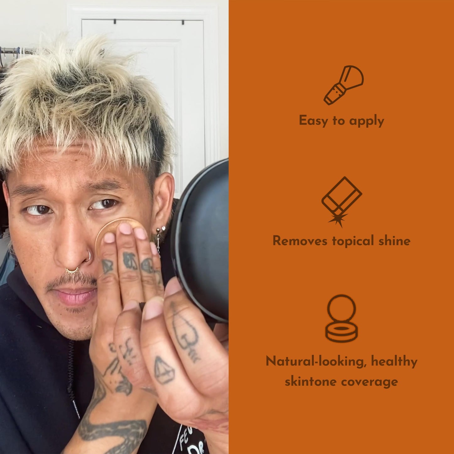 MËNAJI Anti-Shine Powder (HDPV) - Anti-Shine Face Make-Up for Men - Natural Looking Makeup - Mens Cosmetics - Bronze Beauty & Personal Care Menaji