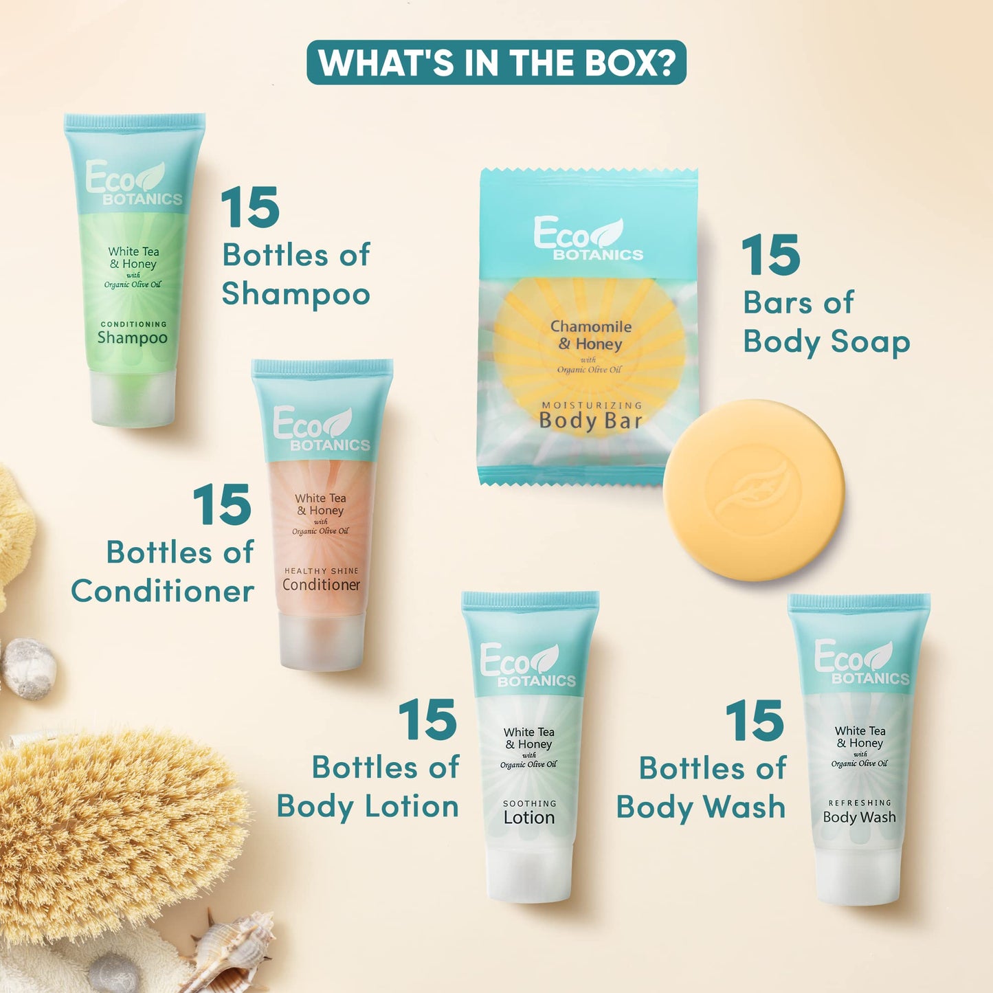Travel Size Hotel Toiletry Set 75 Count 0.85 oz Bottles Guest Amenities for Airbnb Vacation Rentals and Short Term Rentals Paraben Free White Tea Beauty & Personal Care Terra Pure