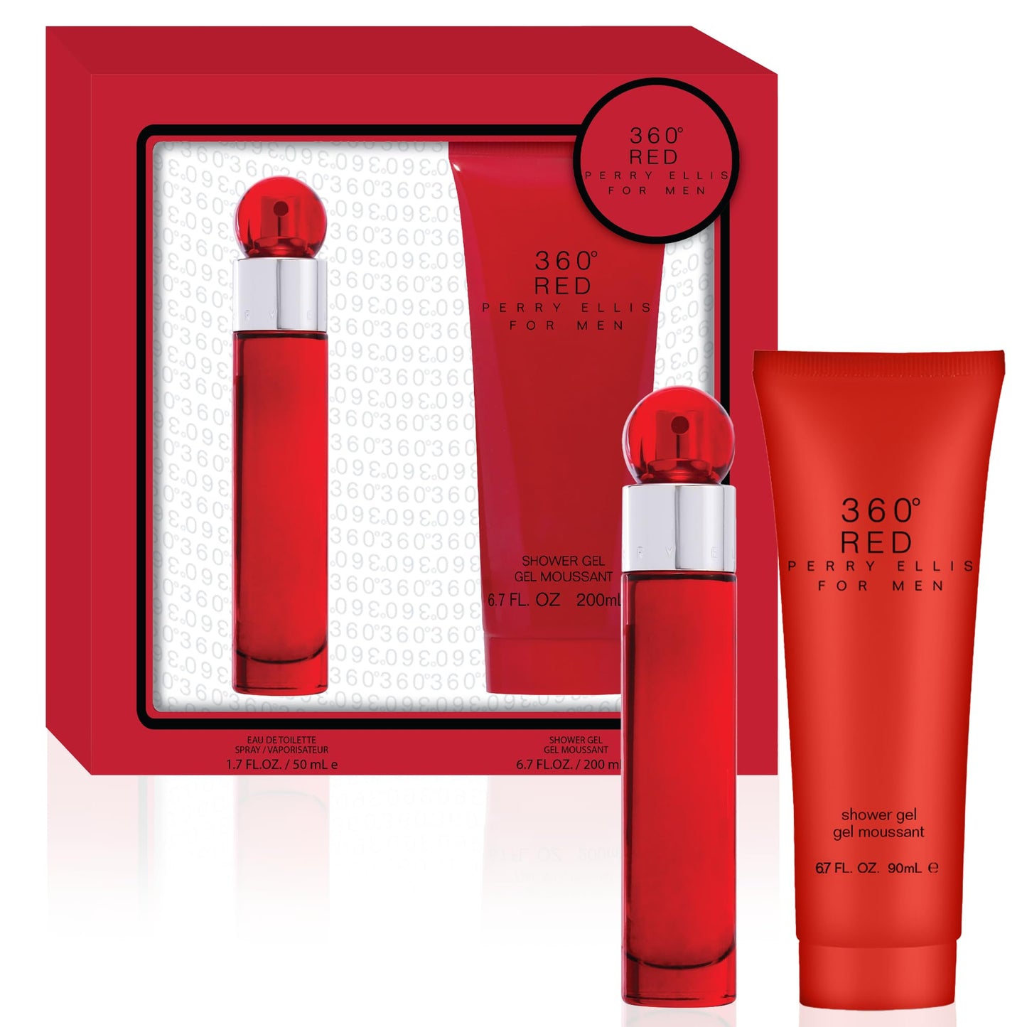 360 Red by Perry Ellis for Men - 2 Pc Gift Set 1.7oz EDT Spray, 6.7oz Shower Gel Beauty & Personal Care Perry Ellis