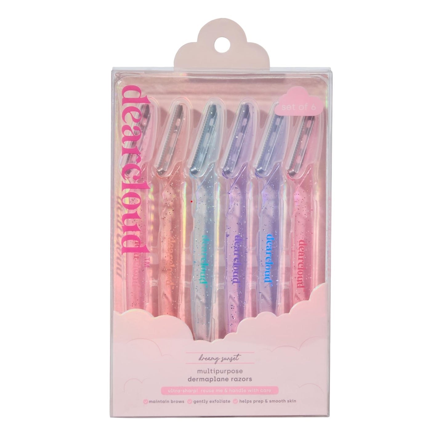 dearcloud Dermaplaning Razor Set of 6 - Face Razor (Dreamy Sunset) Beauty and Personal Care dearcloud