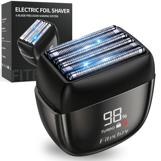 Electric Foil Shaver for Men, 0.05mm Ultra-Thin Foil Electric Razor for Coarse Beard, Wet & Dry Cordless Rechargeable Shaver, IPX7 Waterproof Face Beauty and Personal Care FITECHZY