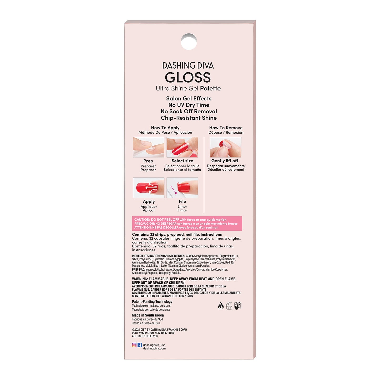 Dashing Diva Gloss Nail Strips - Feeling Flush | UV Free, Chip Resistant, Long Lasting Gel Stickers | 32 Wraps, 1 Prep Pad, 1 File Beauty & Personal Care Dashing Diva