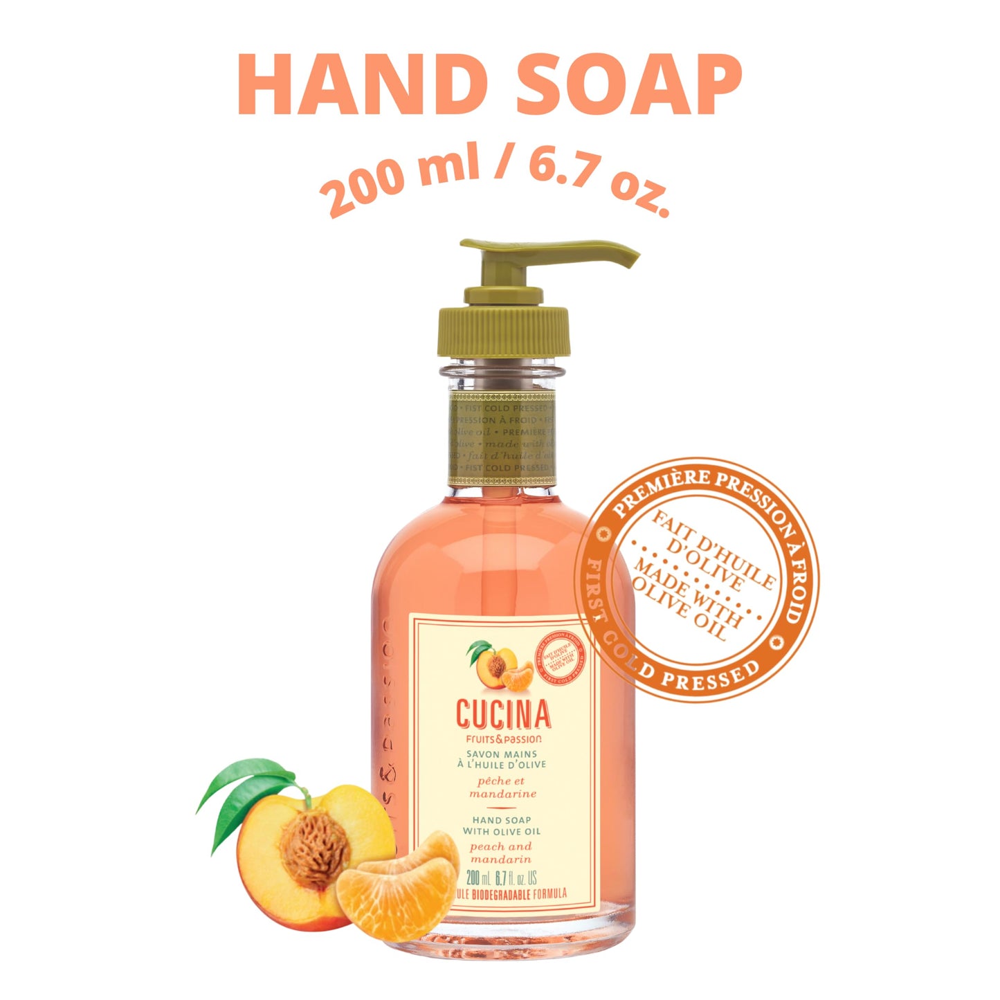 Cucina Fruits & Passion Peach and Mandarin Hand Soap, 200ml Beauty & Personal Care Cucina
