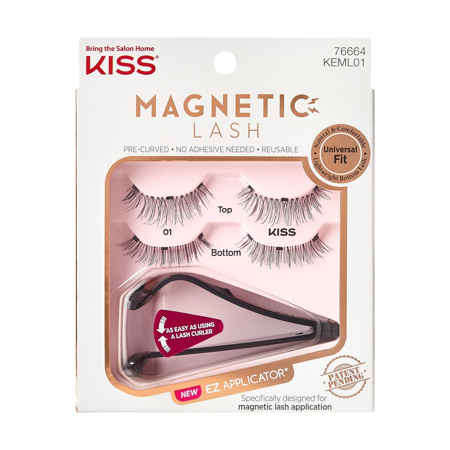 KISS Magnetic Lash 01, Synthetic False Eyelashes with Magnets Under and Over Your Upper Lashes, No Glue Needed, Lightweight, Reusable, Contact Lens Beauty & Personal Care KISS