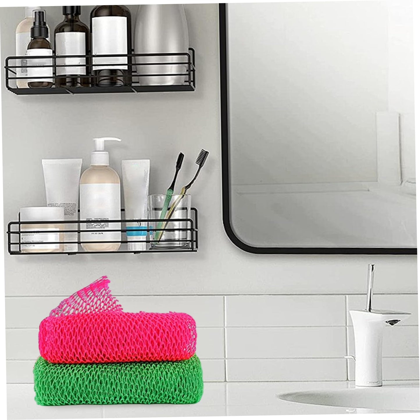 2Pcs African Net Sponge 12x30" Labor-Saving Long Widen African Net Cloth Portable Mesh Foldable Exfoliating Washcloth for Men and Women Beauty and Personal Care Xoeryoy