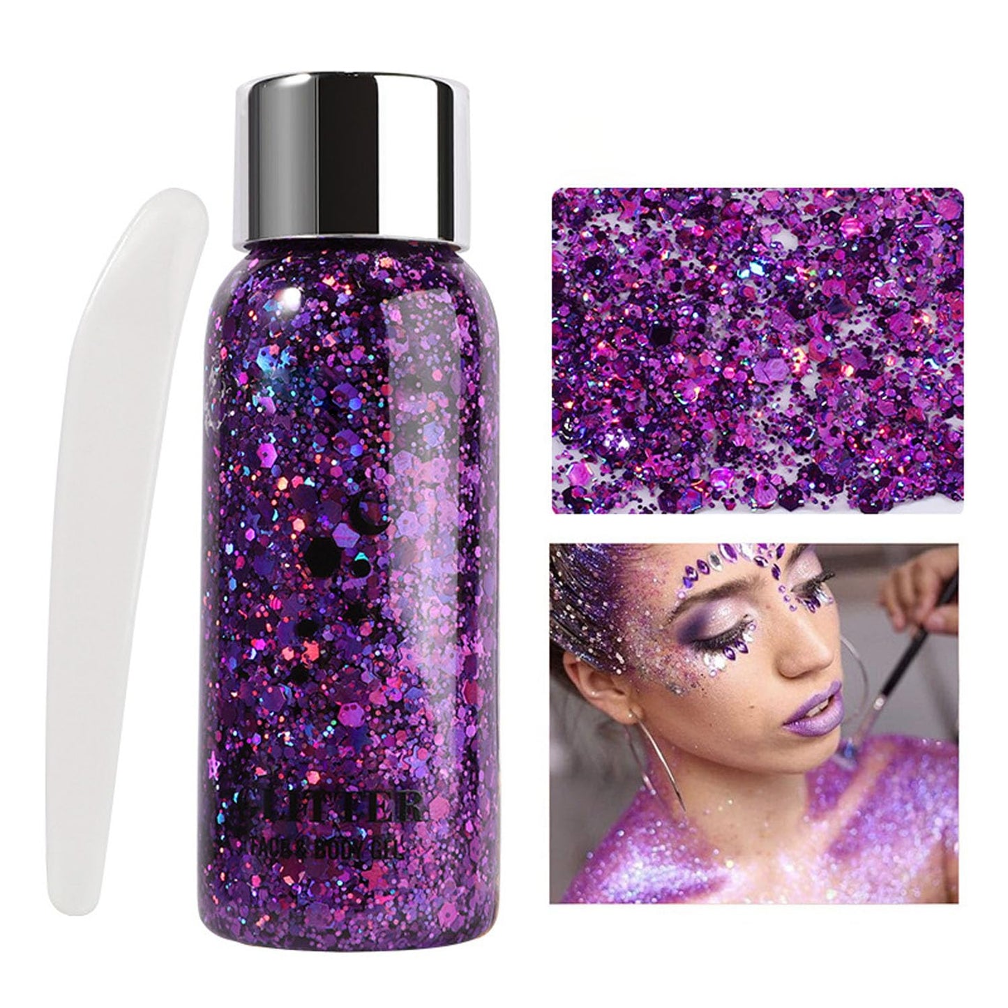 JUDEWY Body Glitter Gel, Face Glitter Body Glitter Glitter Liquid Eyeshadow, Face Hair Nail Glitter, Holographic Makeup Festival Glitter Makeup (07) Beauty & Personal Care JUDEWY