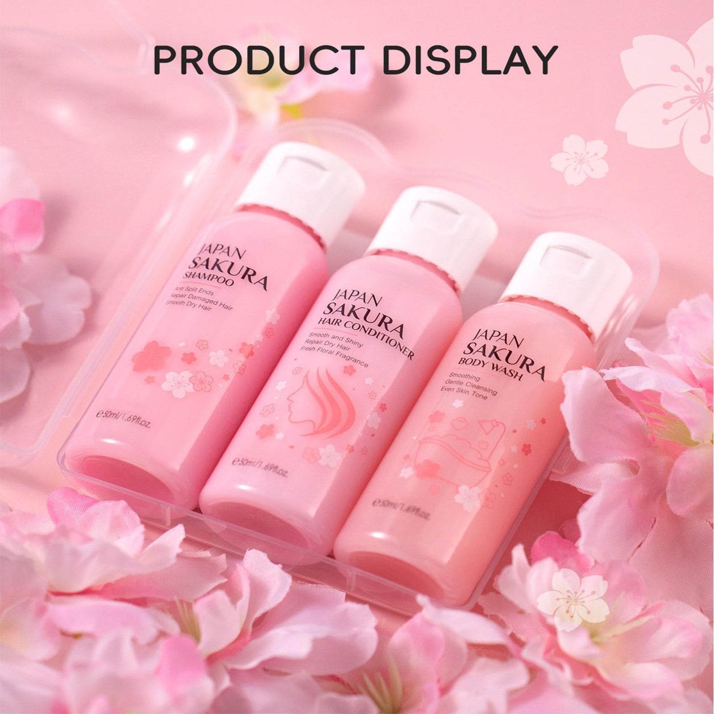 Cherry Blossom Shampoo and Conditioner & Body Wash Set,Hydrating Hair Care&Gentle Moisturizing Shower Gel,Delicate Floral Scent for Soft Silky Beauty & Personal Care TUOSHITONG