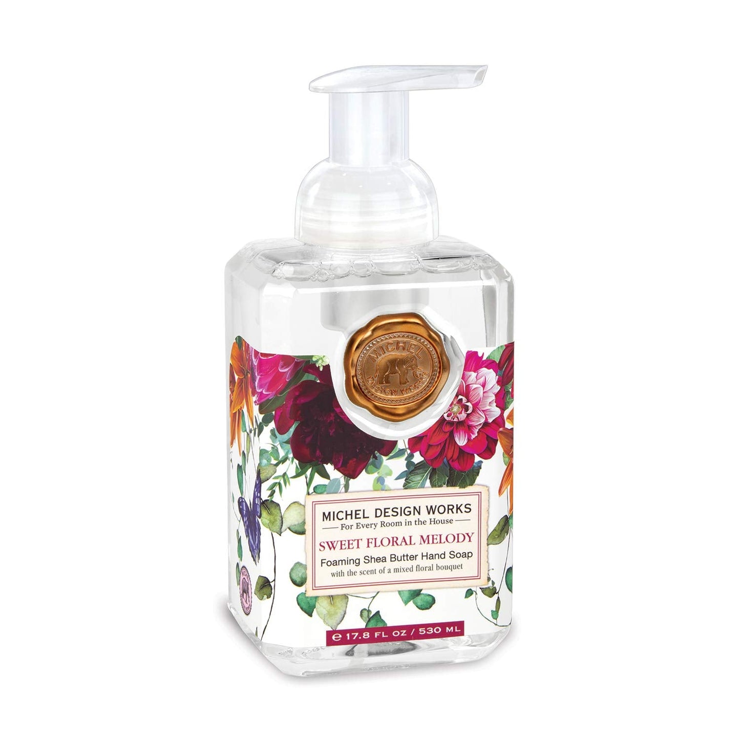 Michel Design Works Foaming Hand Soap 17.8oz, Sweet Floral Melody Scent and Design, Shea Butter and Aloe Vera Blend, Beautiful Square Container Beauty & Personal Care Michel Design Works