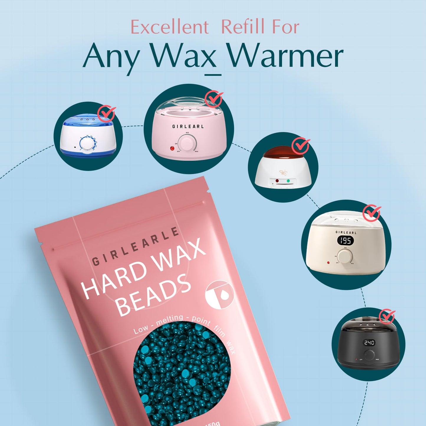 GIRLEARLE Hard Wax, Jasmine Infused Wax Beans for Sensitive Skin, 1lb, Wax for Hair Removal, Bikini, Legs, Eyebrow, Facial, Full Body Waxing for Women Beauty and Personal Care GIRLEARLE