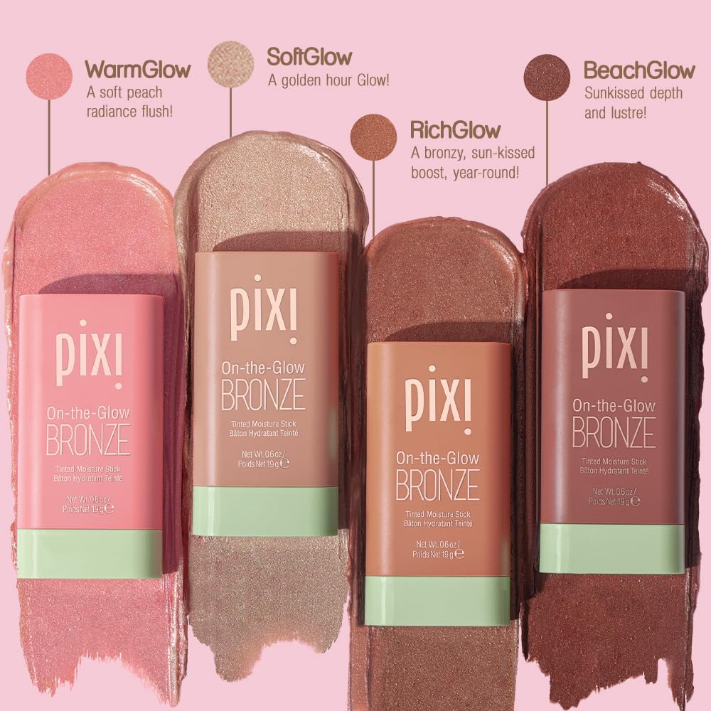 Pixi On-the-Glow Bronze - SoftGlow, Hydrating Tinted Moisture Bronzer Stick with Ginseng, Aloe Vera & Fruit Extracts, For Cheeks & Lips, 19g / 0.6oz Beauty & Personal Care Pixi