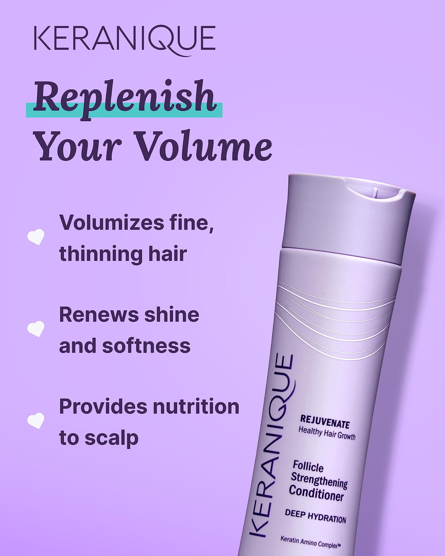 Keranique Keratin Conditioner Deep Hydration for Hair Growth and Thinning Hair, Volumizing, 8 Ounce Beauty & Personal Care Keranique