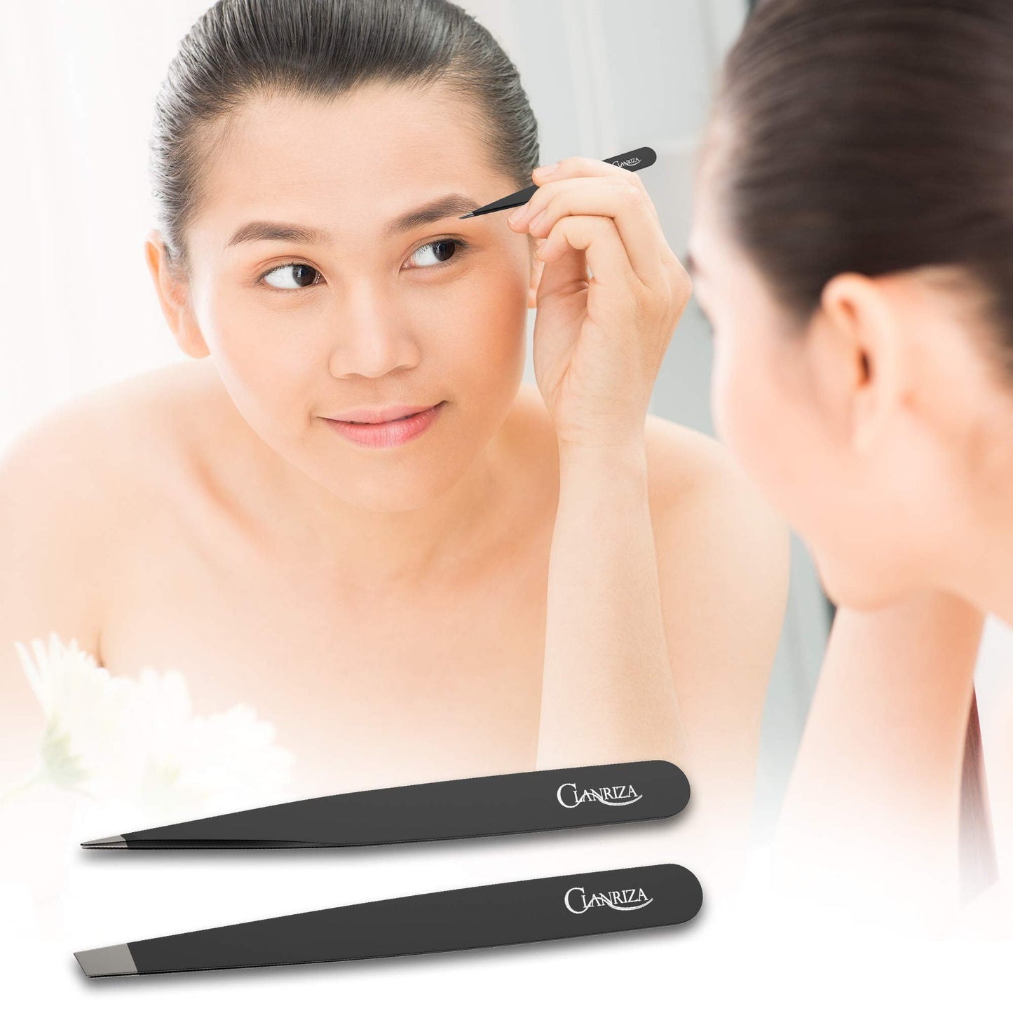 Tweezers for Eyebrows Eyelash Extension Clanriza Stainless Steel Tip Slant,Set for Ingrown Hair - Premium Quality Eyebrow and Facial Hair Removal Beauty & Personal Care CLANRIZA