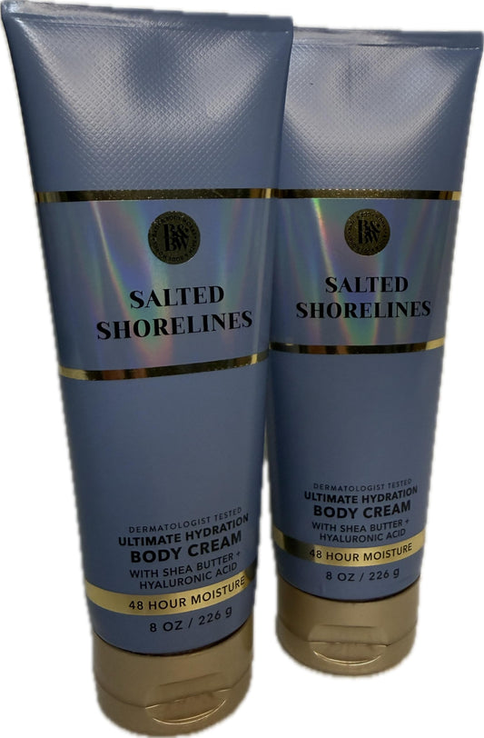 Bath & Body Works Women's Salted Shorelines Body Cream 8 Ounces Pack of 2