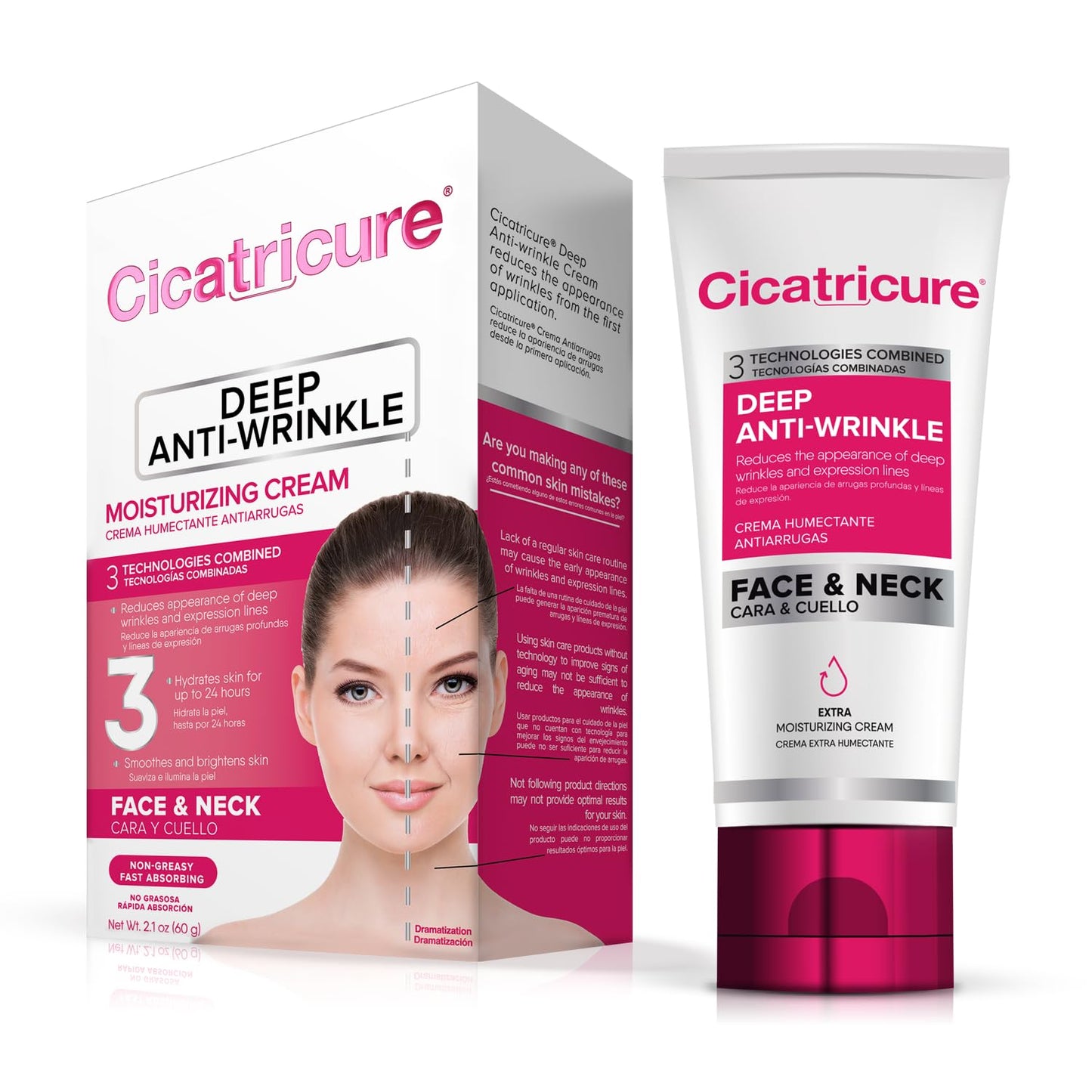 Cicatricure Deep Anti-Wrinkle Face & Neck Cream, Reduces the Appearance of Wrinkles from 1st Use, Face Moisturizer, Anti-Aging Cream, Non-Greasy Beauty & Personal Care Cicatricure